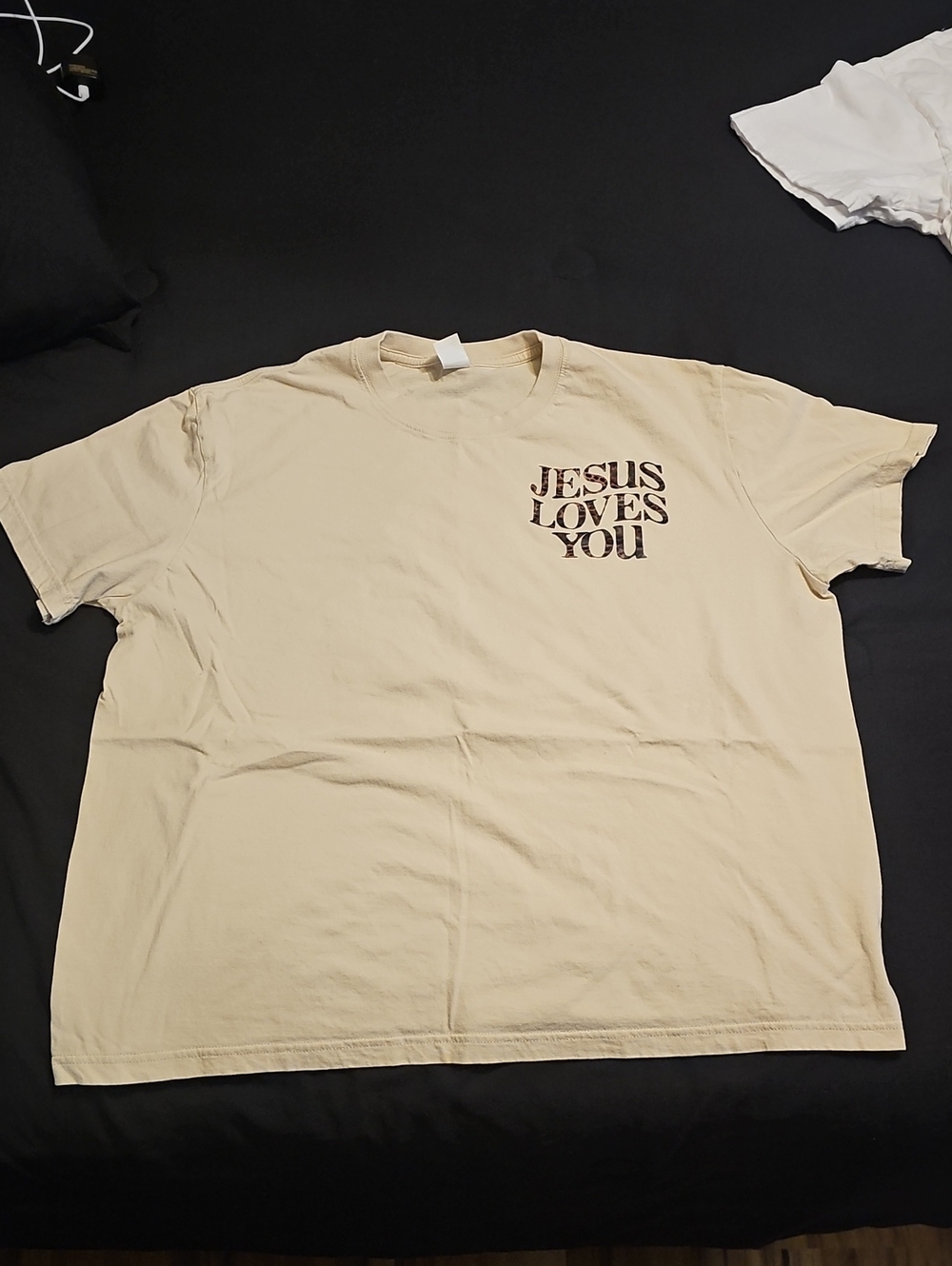 Women's Cream Short Sleeve 'Jesus Loves You' Graphic Tee